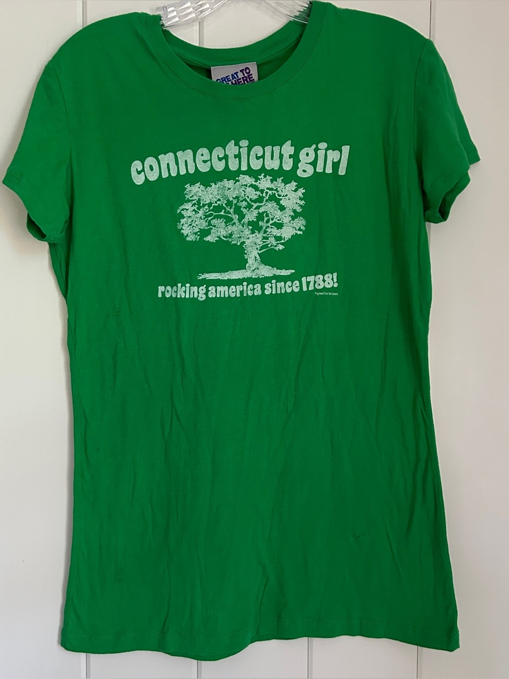 Connecticut Girl T-Shirt women’s L TOP Great To Be Here green tree graphic tee - Picture 14 of 15